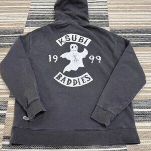Ksubi Hoodie Mens Small Baddies Biggies Ghost Graphic Pullover Sweatshirt Black